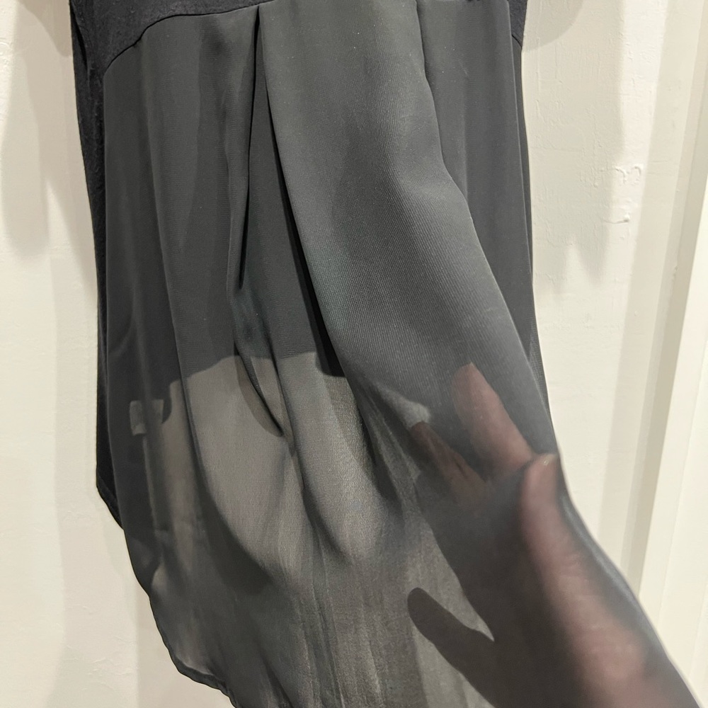 Design Lab High-Low Black Top with Sheer Back - Picture 6 of 9